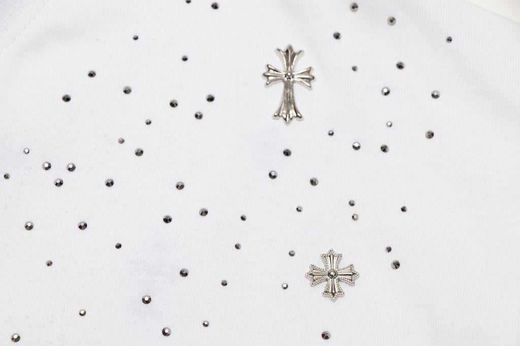 Chrome Hearts Rhinestone Cross Embellished T-Shirt