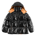 Moncler Glossy Short Down Jacket with Copper-Tone Lining - Black