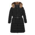 Moncler Khloe Belted Fur-Trim Hooded Long Down Coat - Black