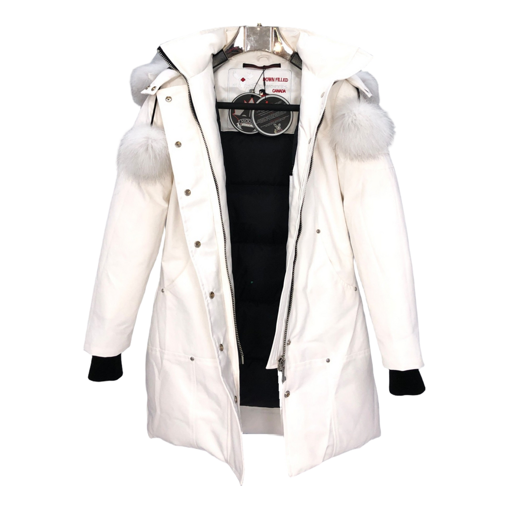 Moose Knuckles Stirling Down Parka with White Fur Trim
