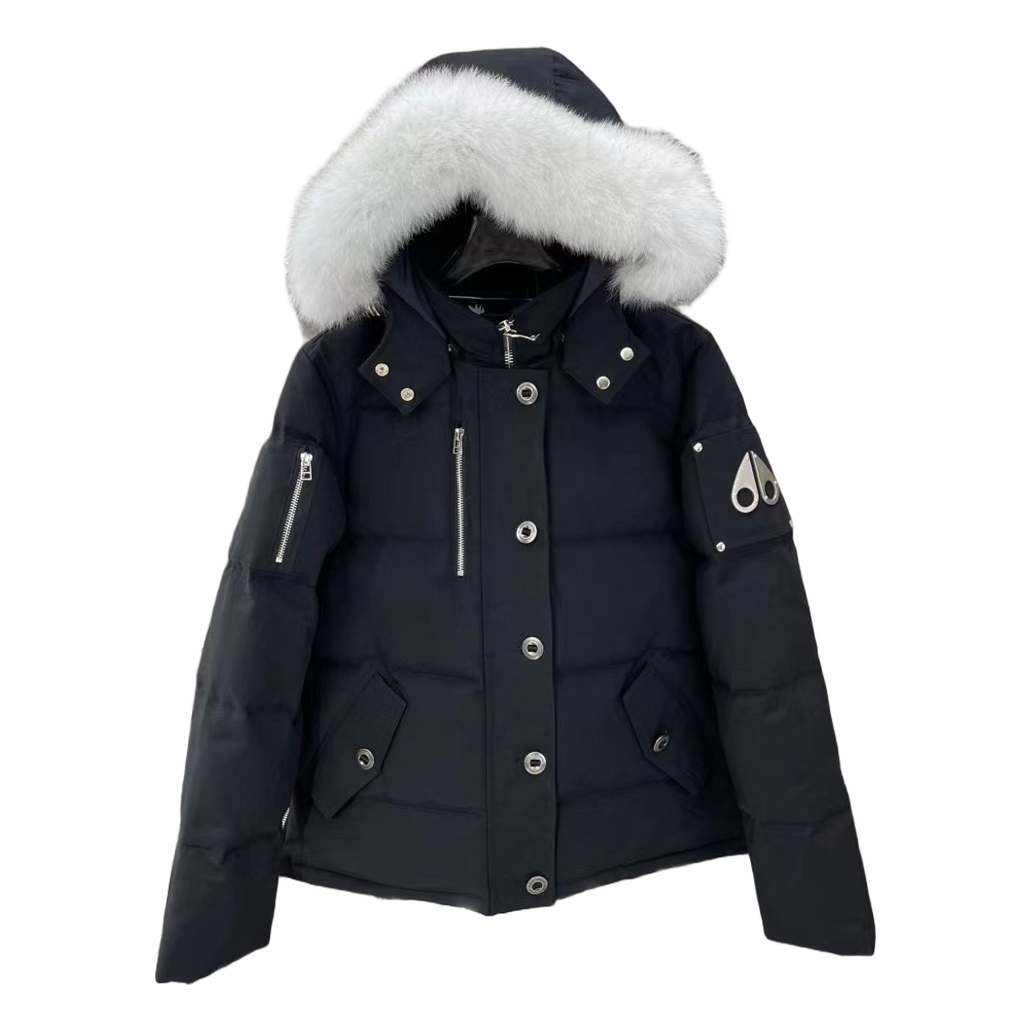 Moose Knuckles Chest-Zip Fur-Trim Hooded Down Jacket
