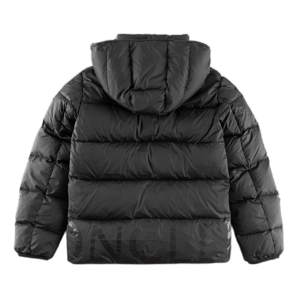 Moncler Contrast-Lined Logo-Hood Down Puffer Jacket - Black