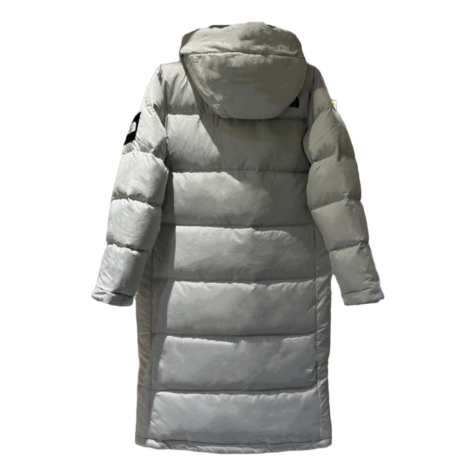 The North Face Color-Block Long Hooded Down Puffer Coat – Grey