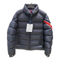 Moncler Tricolour Sleeve-Band Stand-Collar Down Jacket – Navy