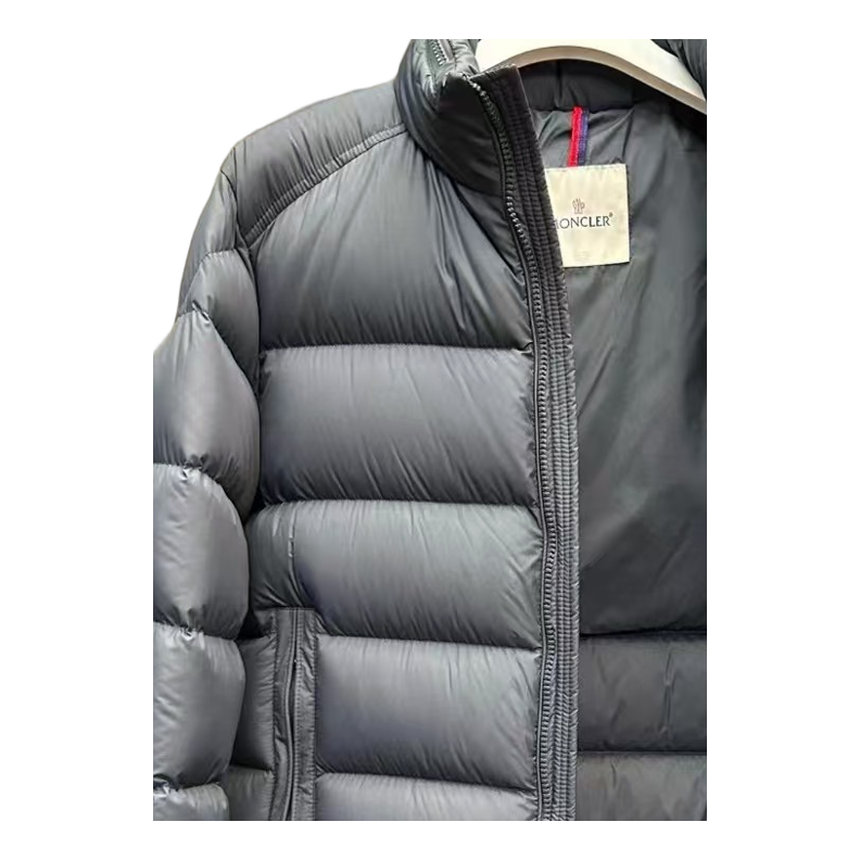 Moncler Tricolour Sleeve-Band Stand-Collar Down Jacket – Navy