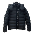 Moncler Vertical-Logo Hooded Down Puffer Jacket – Black