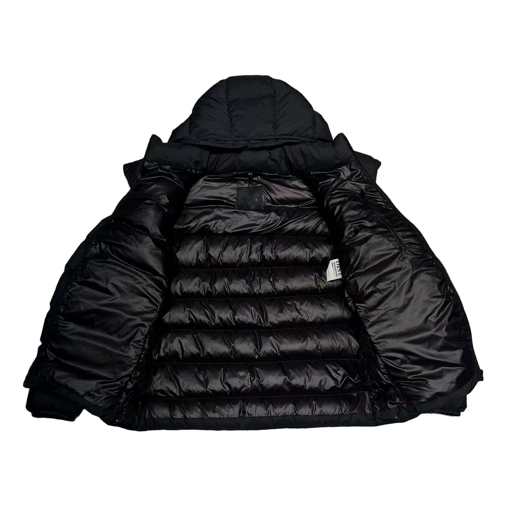 Moncler Vertical-Logo Hooded Down Puffer Jacket – Black